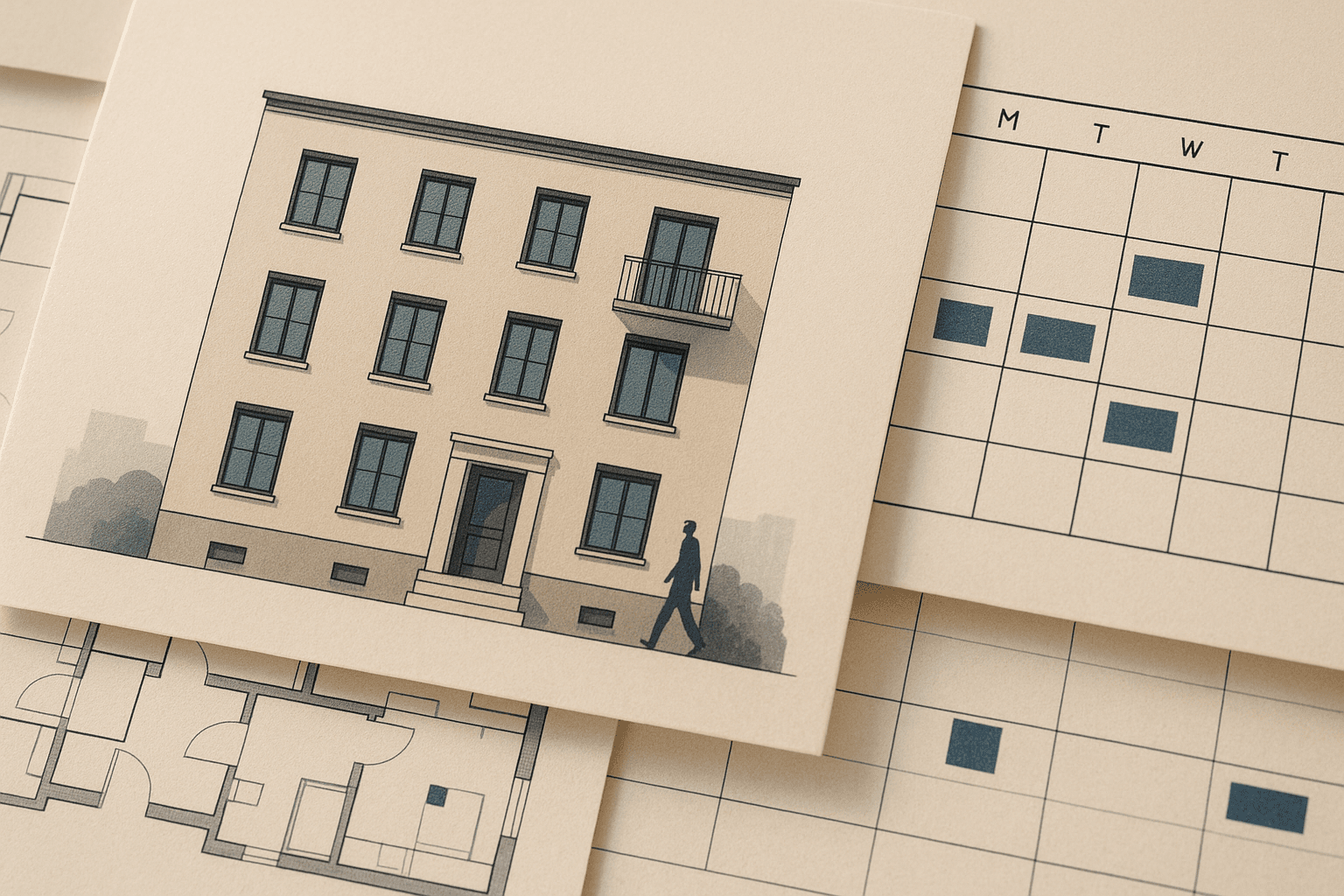 Architectural plans and building details suggesting a clearer property management workflow